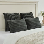 FUTEI Pack of 2 Faux Fur Throw Pillow Covers 12x20 Inch, Dark Grey - Image 5