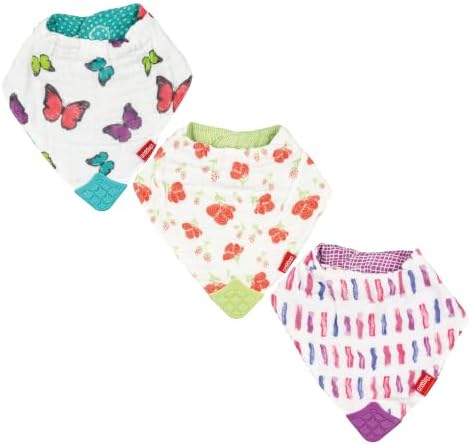 Nuby Reversible 100% Natural Cotton Muslin 3 Piece Teething Bib by NubyUSA