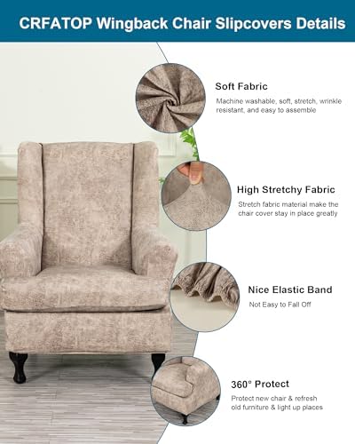 CRFATOP Wingback Chair Covers Stretch Armchair Slipcovers - Image 2