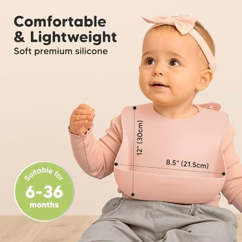 KeaBabies 2-Pack Silicone Bibs for Babies, Toddlers Girl - Image 3