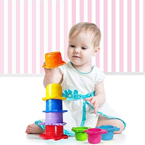 Bath Stacking Cups – 8-Piece Beach, Pool & Sand Toy Set – BPA-Free, Easy-Drain - Image 2