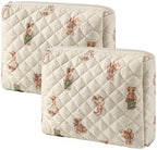 uekeboag 2Pcs Quilted Cotton Makeup Bag, Coquette Cosmetic Bag by uekeboag