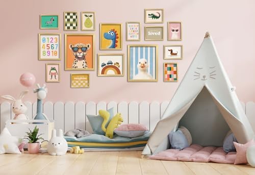 16 PCS Framed Kids Wall Art Decor, Baby Girl & Boy Nursery Decor, Toddler Room - Image 7