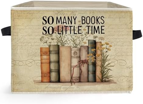 Vintage Floral Bookish Storage Box Bins, So Many Books So Little Time by Unknown