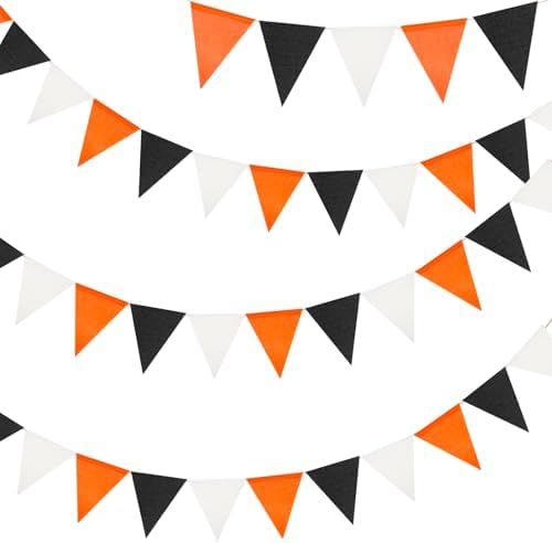 G2PLUS Halloween Bunting Pennant Banners Triangle Flag Black Orange by G2PLUS