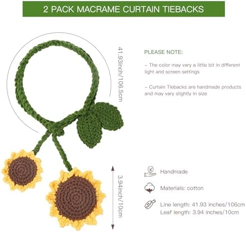 2 Pack Boho Handmade Flower Curtain Tiebacks & Holdbacks - Image 3