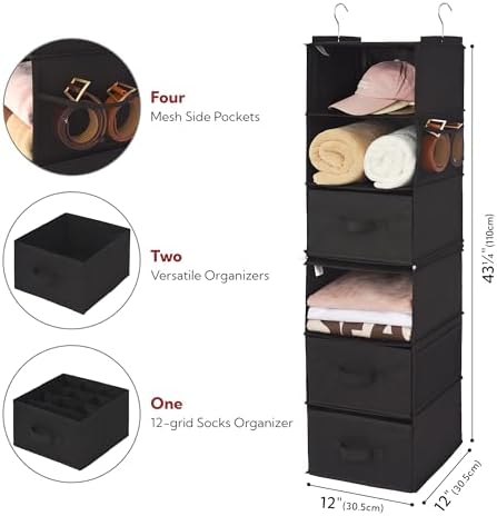 GRANNY SAYS Hanging Closet Organizer, 5 Drawers, 6 Shelves, 4 Pockets - Image 3