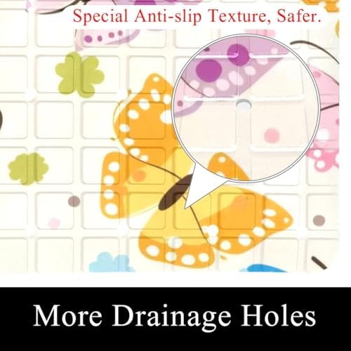 Shower Mat Non Slip 26.8 x 15.1 Inches, Colorful Butterfly Bathtub Mat Shower - Image 2