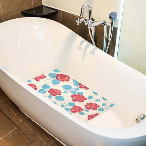 Bathtub Mat Non Slip 26.8x15.1 Inch, Roses Leaves Shower Mat - Image 4