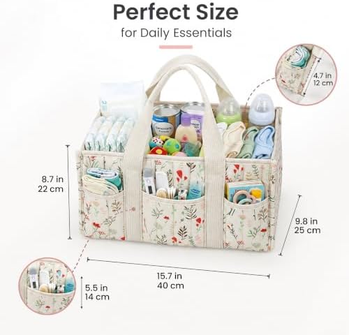 Diaper Caddy Organizer with Handles & Removable Dividers - Image 5