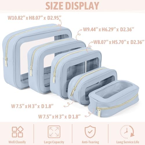 YOPCDJ 5PCS Diaper Bag Organizer Pouch Set, TSA Approved Toiletry Bag，Clear - Image 3
