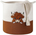 Large Blanket Baskets for Living Room, Highland Cow Storage Baskets for Toys by INough