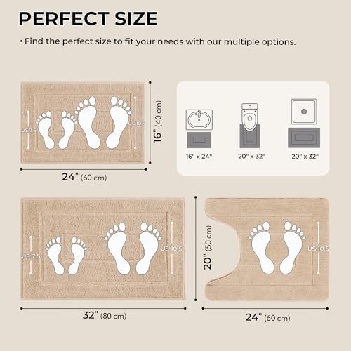 GRANNY SAYS Beige Bathroom Rugs Set 3 Piece, Soft Microfiber Bath Mats - Image 2