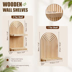 Artilady Boho Shelf Wall Decor, Wood Hanging Shelves - Image 2