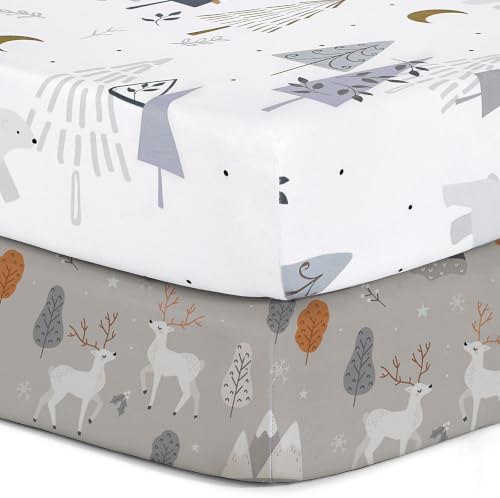 Pack n Play Sheets, BROLEX 2 Pack Mini Crib Sheets, Stretchy Portable Fitted by BROLEX
