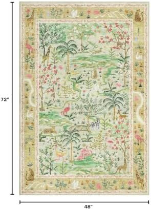 4x6 Whimsical Safari Nursery Area Rug Washable Non Slip Small Living Room Rugs - Image 2