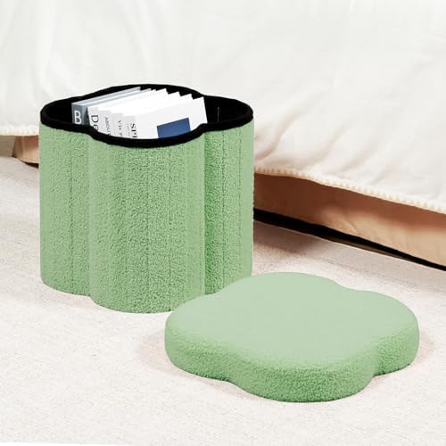 B FSOBEIIALEO Storage Ottoman Cube, Flowers Shaped Ottomans - Image 2