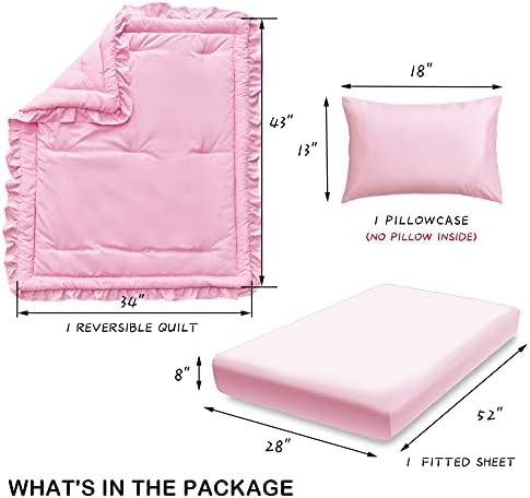 3 Pieces Crib Bedding Set Baby Ruffle Quilted Comforter - Image 3