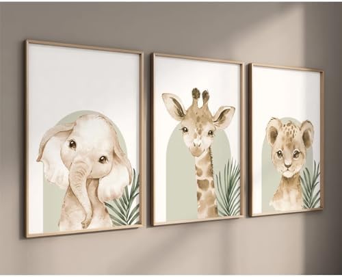 Tanmart Animal Wall Art Pictures Baby Nursery Canvas Wall Art Decor Safari by Tanmart