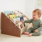 Toddler Bookshelf 4 Tier Solid Wood Montessori Nursery Book Organizer Kids by Unknown