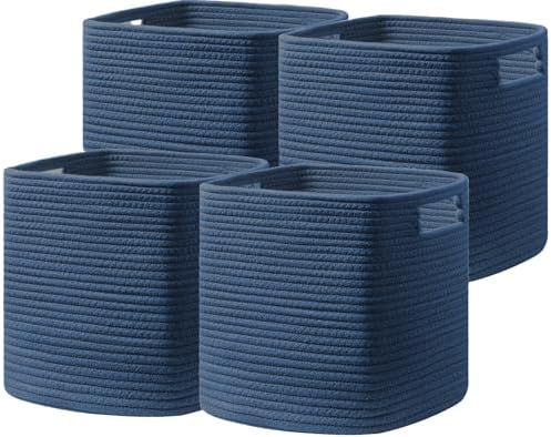 UBBCARE Set of 4 Storage Basket-11 X 10.5 X 10.5 In, Cotton Rope Basket by UBBCARE