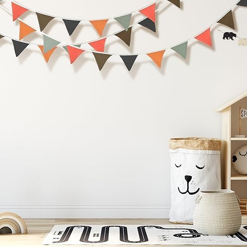 Oudain 2 Pcs Pennant Banner Flags Nursery Garland Triangle, Rustic Color - Image 4