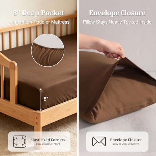 BEDSUM 4pc Toddler Cooling Bedding Set, Rayon Made from Bamboo - Image 4