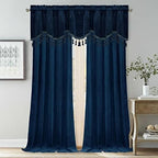 StangH Navy Blue Tassel Velvet Valances Curtains 52x18 Inch, 2 Panels - Image 7