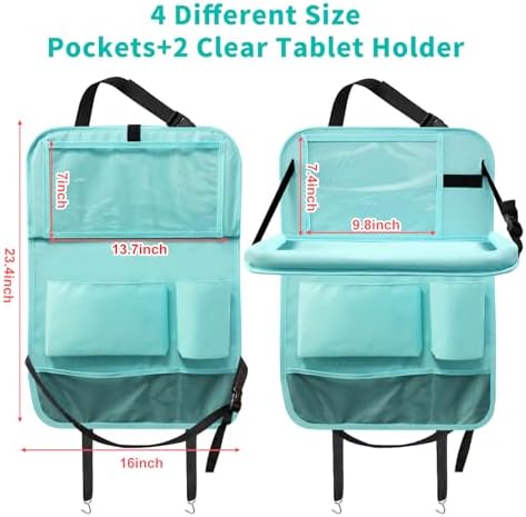 Car Backseat Organizer with Tray, Seat Back Table Holder with 6 Storage Pockets - Image 6