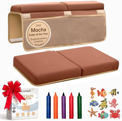 Baby Bath Kneeler and Elbow Rest Pad Set, Mocha Mousse, 1.8 Inch Memory Foam by LUNOLI