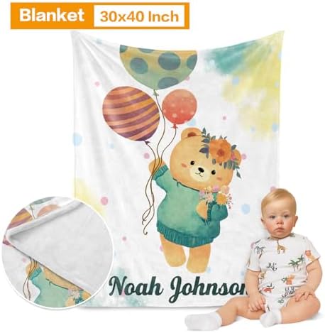 Custom Crib Bedding Set for Boys Bear Balloons Design Gifts - Image 2