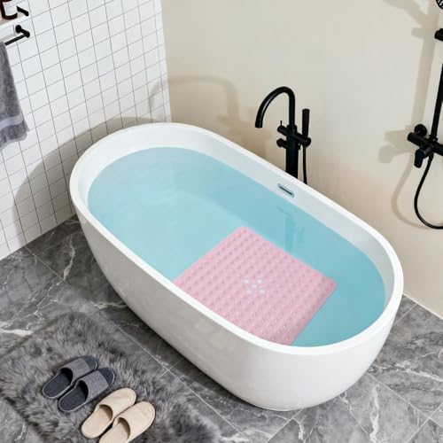 Anti-Slip Bathtub Shower Mat 21×21 Inch Opaque Pink - Image 5