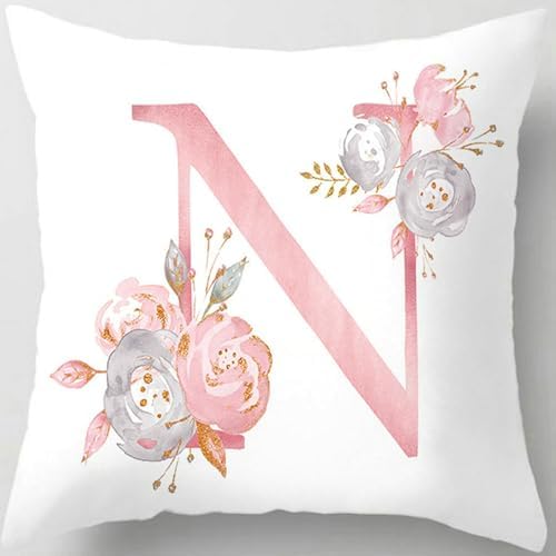 Pink Throw Pillow Covers Cute Alphabet Decorative Cushion Covers Square Letter by TillskuchThrowPillowCovers