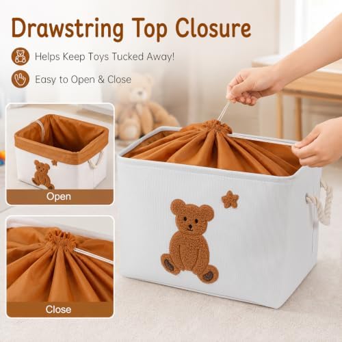 Large Toy Storage Box, Stuffed Animal Storage Baby Toddler Toys Basket Bear - Image 5