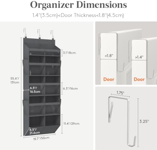 Lifewit 1 Pack Over the Door Organizer 10 Section Hanging Storage Dark Gray - Image 2