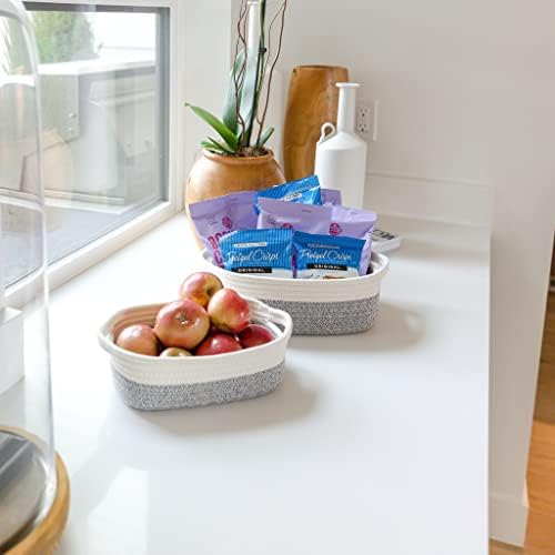 NaturalCozy 5-Piece Rectangle Storage Basket Set- Natural Cotton Rope Woven - Image 3