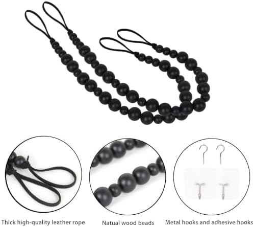 2 Pack Wood Bead Curtain Tieback, Boho Curtain Holdbacks - Image 5