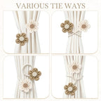 VIS'V Curtain Tiebacks, Boho Curtain Holdbacks, Cream and Khaki - Image 6