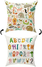 KongMoTree Cute Animal Alphabet Throw Pillow Case, Colorful Rainbow ABC Letters by KongMoTree