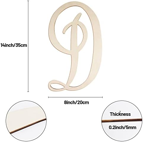 Cursive Wooden Letters D for Wall Decor Large Wood Monogram Letters 14 Inch - Image 2