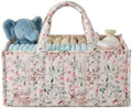 Quilted Fabric Storage Basket Floral Baby Diaper Caddy Quilted Basket Organizer by BBIQI