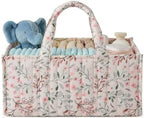 Quilted Fabric Storage Basket Floral Baby Diaper Caddy Quilted Basket Organizer by BBIQI