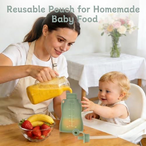 Eascrozn 4 Pack Silicone Reusable Baby Food Pouches - Image 5