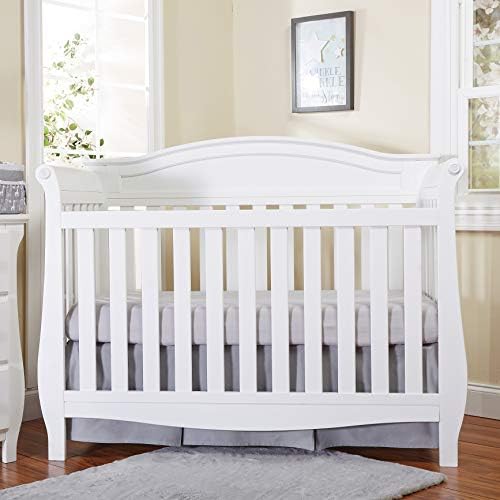 EVERYDAY KIDS Light Gray Pleated Crib Skirt; 100% Natural Cotton Nursery Crib - Image 2