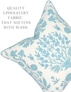 Jillien Harbor “The Charlotte” Bright Sky Blue Floral Block Print Pillow Cover - Image 3