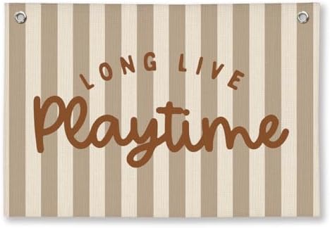 Play Decor, Long Live Playtime Wall Hanging Linen Banner, 20x30 Inch-Brown by Unknown