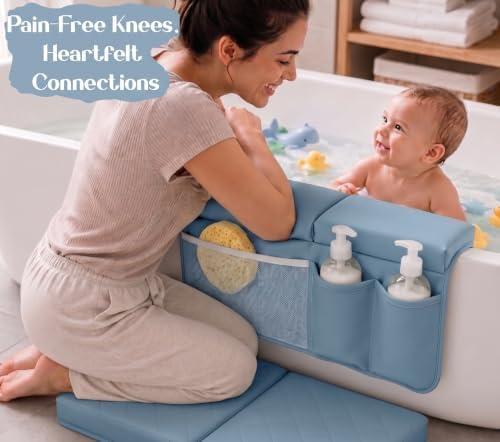 2inch Extra Thick Baby Bath Kneeler and Elbow Rest Pad Set + Hooded Towel - Image 3