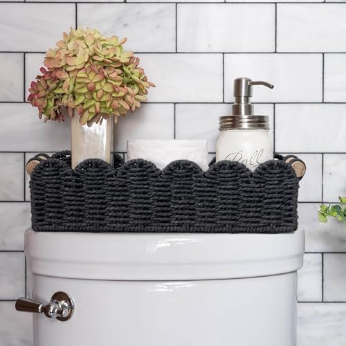 CubesLand Scalloped Toilet Paper Storage Basket W/Handle - Image 2
