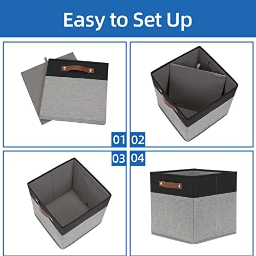 Temary Fabric Cube Storage Bins 12 Inch Decorative Storage Cubes Baskets 4 Pack - Image 7