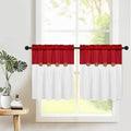 FRAMICS Farmhouse Kitchen Curtains 24 Inch Length, Rustic Cotton Linen Tier by FRAMICS